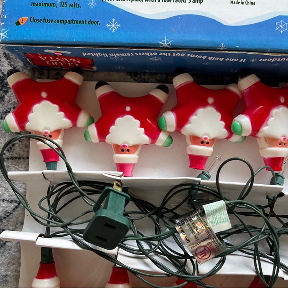 Vintage Blo Mold String Of Lights Santa 10 Club Santa - Picture 8 of 12